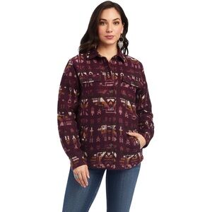 Ariat Women's LAREDO JACQUARD Shacket Maroon Size XXL
